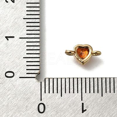 Rack Plating Brass Cubic Zirconia Heart Links Connector Charms KK-M014-01-G-1