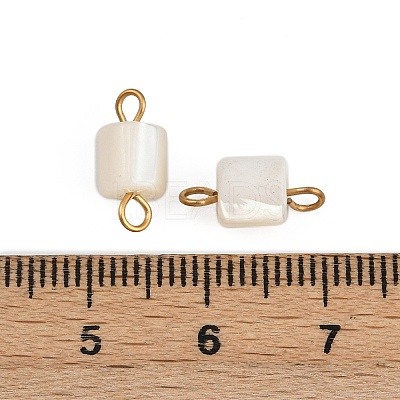 Natural Shell Square Connector Charms STAS-D378-23G-1