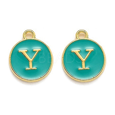 Golden Plated Alloy Enamel Charms X-ENAM-Q437-15Y-1
