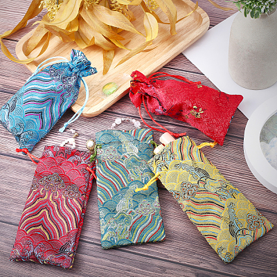 20Pcs 5 Colors Silk Pouches ABAG-PH0001-13-1