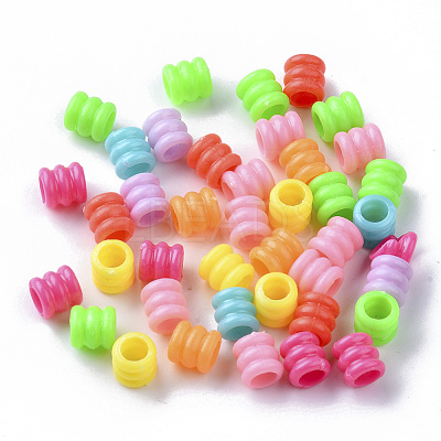 Opaque Polystyrene Plastic European Groove Beads X-KY-I004-17B-1