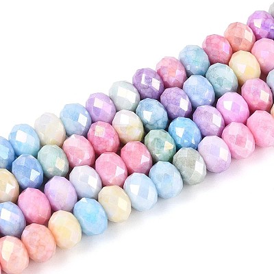 Anti-Tarnish Electroplate Rondelle Glass Beads Strands X-EGLA-T021-8mm-17-01-1