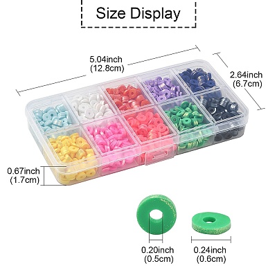 60G 10 Colors Handmade Polymer Clay Beads CLAY-YW0001-93-1