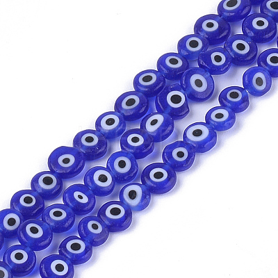 Handmade Evil Eye Lampwork Beads Strands LAMP-S191-02A-03-1