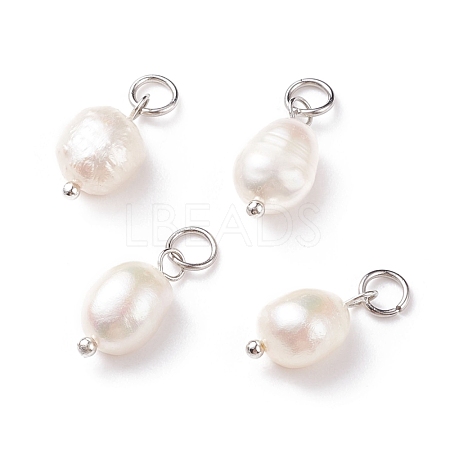 Grade B Natural Cultured Freshwater Pearl Charms PALLOY-JF01497-02-1