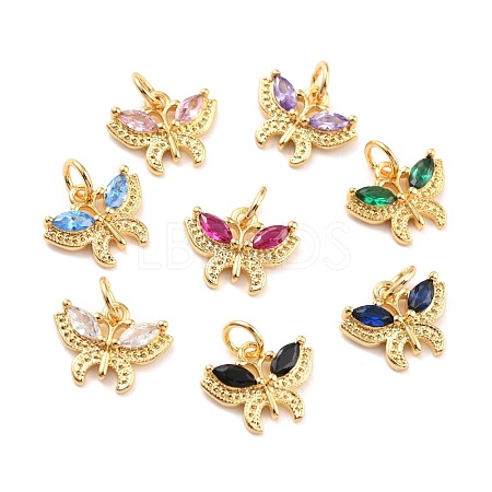 Real 18K Gold Plated Brass Micro Pave Cubic Zirconia Charms ZIRC-Z023-05-1