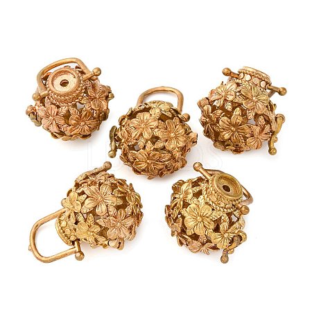 Brass Hollow Cage Pendants KK-P094-14-1
