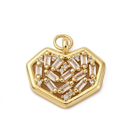 Brass Micro Pave Cubic Zirconia Pendants KK-P308-17G-1