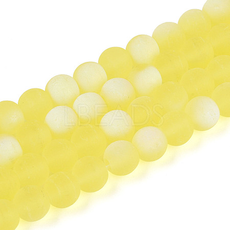 Frosted Transparent Glass Beads Strands GLAA-T032-T8mm-MBB12-1