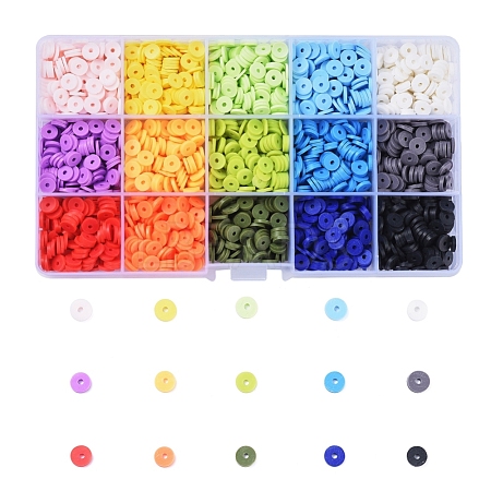 15 Colors Handmade Polymer Clay Beads CLAY-X0011-02B-1