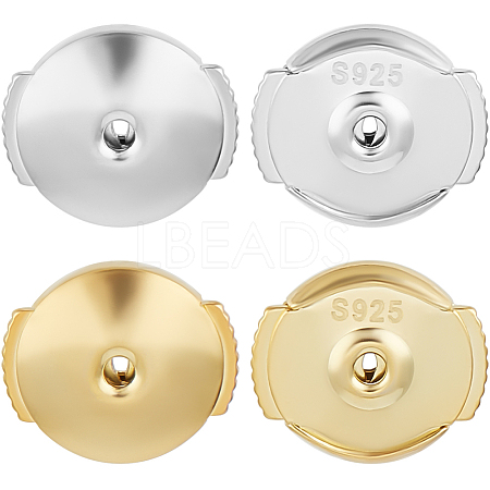 4Pairs 2 Colors 925 Sterling Silver Ear Nuts STER-BBC0007-58-1