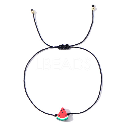 Fruit Watermelon Polymer Clay Braided Bead Bracelets LP5577-1-1