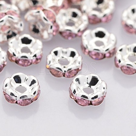 Brass Rhinestone Spacer Beads RB-A014-L8mm-27S-1