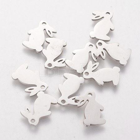 201 Stainless Steel Bunny Charms STAS-Q201-T135-1