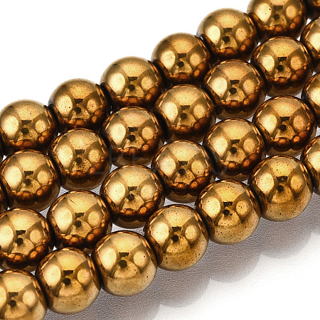 Non-magnetic Synthetic Hematite Beads Strands G-S096-6mm-2-1