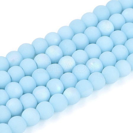Frosted Opaque Glass Beads Strands GLAA-T032-P4mm-MBB10-1