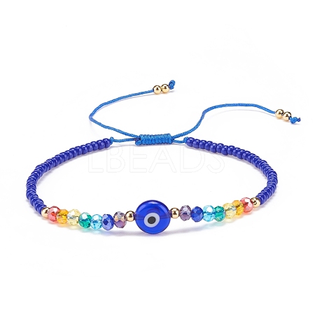 Lampwork Evil Eye & Glass Beaded Bracelet BJEW-JB08367-01-1