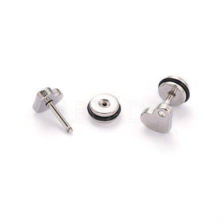 304 Stainless Steel Heart Earlobe Plugs EJEW-I196-13B-1