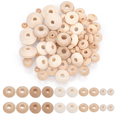 CHGCRAFT 150Pcs 5 Styles Wood Beads WOOD-CA0001-75-1