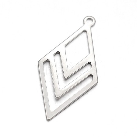 Non-Tarnish Rhombus 201 Stainless Steel Pendants X-STAS-N073-44-1