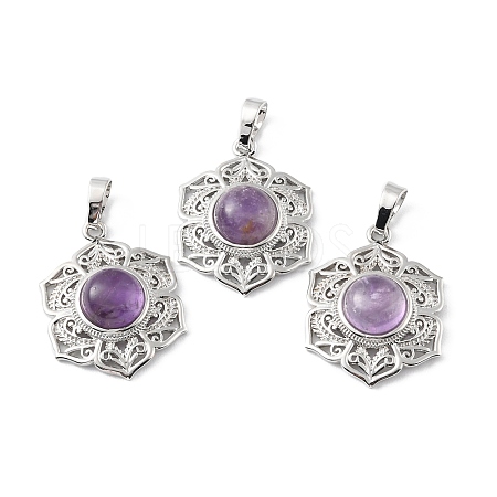 Natural Amethyst Pendants G-P498-02P-04-1