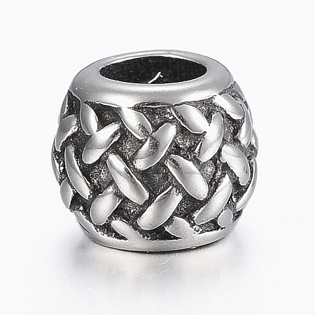 304 Stainless Steel Basket Weave Pattern Beads LS-STAS-G153-49AS-1