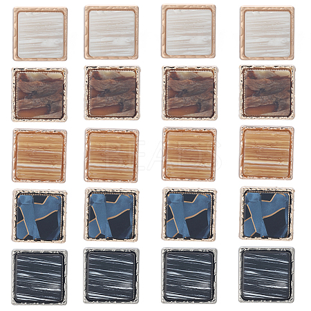 20Pcs 5 Colors 1-Hole Alloy Resin Buttons BUTT-GF0004-08-1