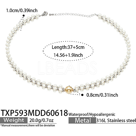 White Shell Pearl 316L Surgical Stainless Steel Woven Beaded Necklaces for Women WG11D7A-04-1