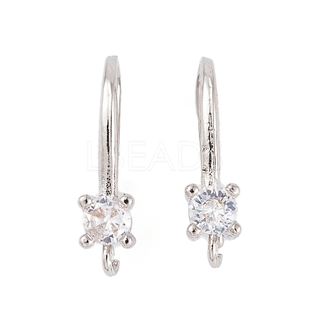 Rack Plating Brass Cubic Zirconia Earring Hooks KK-S374-05P-07-1