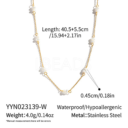 Minimalist Natural Stone Rondelle Beaded with 304 Stainless Steel Link Chain Necklaces JB6802-2-1