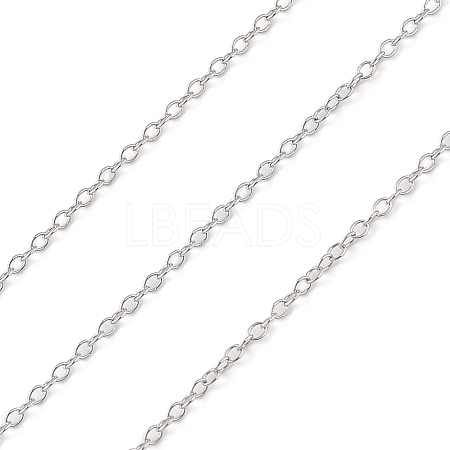 Anti-Tarnish Rhodium Plated 925 Sterling Silver Cable Chains STER-E072-02P-01-1