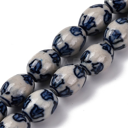 Handmade Blue and White Porcelain Beads PORC-I027-16B-1