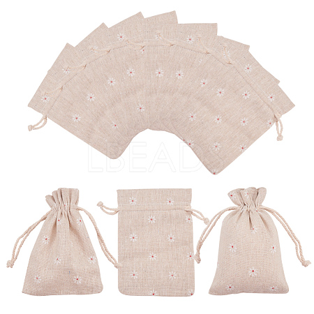 Polycotton(Polyester Cotton) Packing Pouches Drawstring Bags X-ABAG-T004-10x14-01-1