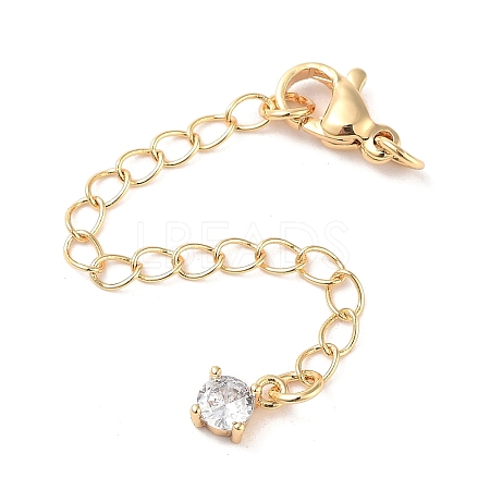 Brass with Cubic Zirconia Chain Extender KK-B102-43G-1