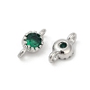 Brass Cubic Zirconia Flat Round Connector Charms KK-H204-02P-02-2