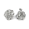 304 Stainless Steel Rose Stud Earrings EJEW-Z075-08P-2