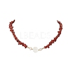 Natural Mixed Gemstone & Pearl & Shell Beaded Chains Necklace NJEW-JN04346-3