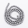 Frosted Electroplate Non-magnetic Synthetic Hematite Round Beads Strands G-N0014-4mm-19-2