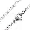 304 Stainless Steel Figaro Chain Necklaces STAS-K168-02P-1