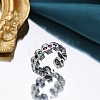 Brass Rhinestones Skull Open Cuff Rings for Unisex PW-WGC11C2-01-3
