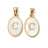 Natural Shell Oval with Initial Pendants STAS-I351-23G-C-1