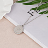 201 Stainless Steel Constellation Coin Pendant Necklace with Alloy Chains ZODI-PW0001-032F-1