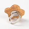 Adjustable Star Lava Rock Gemstone Finger Rings RJEW-I007-03-3