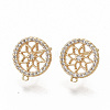 Brass Micro Pave Clear Cubic Zirconia Stud Earring Findings KK-T051-49G-NF-1