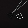 304 Stainless Steel Triangle & Rhombus Pendant Necklace with Box Chains JN1045A-5