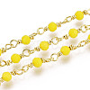 Handmade Brass Round Glass Beaded Chains KK-N281-02A-G-1