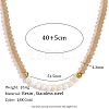 Fashion European Style Pearl Pendant Necklace for Women Handcrafted Stainless Steel Freshwater Pearl Deep Cut Crystal AX4759-9-1