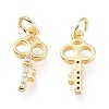 Brass Micro Pave Clear Cubic Zirconia Charms ZIRC-I048-12G-2