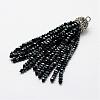 Electroplate Glass Bead Tassel Big Pendants EGLA-P024-08-1