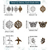 SUNNYCLUE 72Pcs 12 Styles Tibetan Style Alloy Connector Charms TIBE-SC0001-78-2